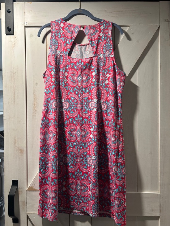 Talbots NWOT Pink and Blue Paisley Sheath Dress Sleeveless Back Cut Out XL Petie - Picture 4 of 4